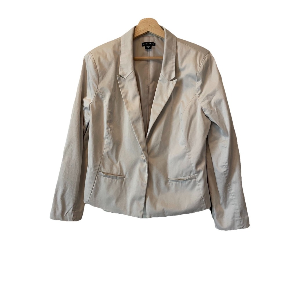 Metaphor Womens Beige Single‎ Button Blazer Jacket Size 14 Tan  Office